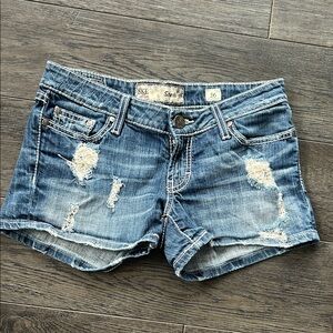 BKE Light Blue Distressed Jean Shorts